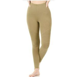 ZENANA BRUSHED MICROFIBER WIDE WAISTBAND MOTO LEGGINGS